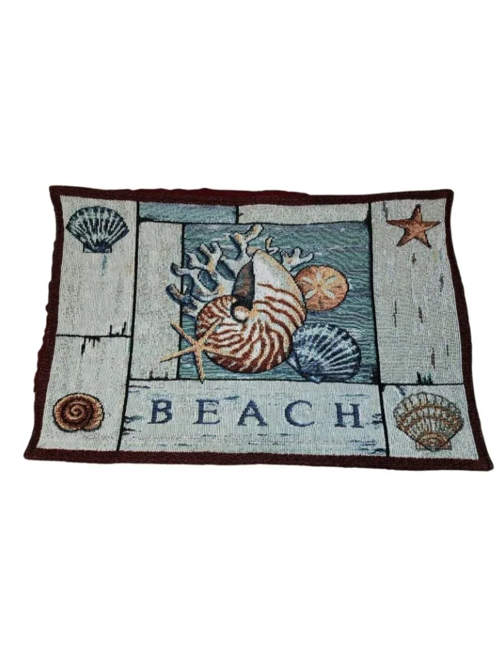 Set of 6 Nautical Placemats Lighthouse Beach Boat Shell Tapestry 12
